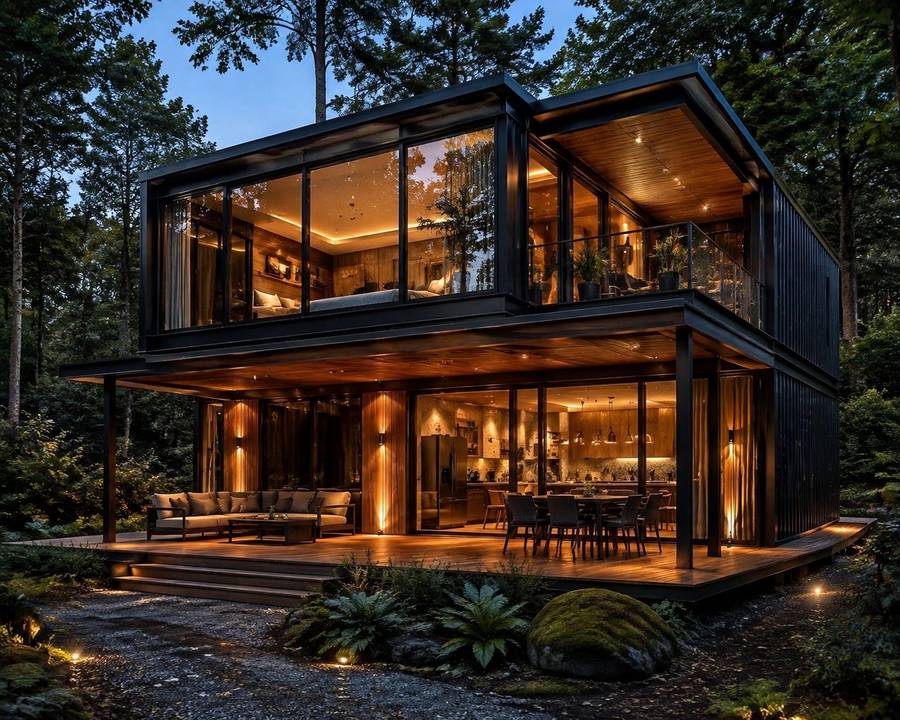 Forest Grand Luxe, residencia de dos niveles con doble fachada de vidrio